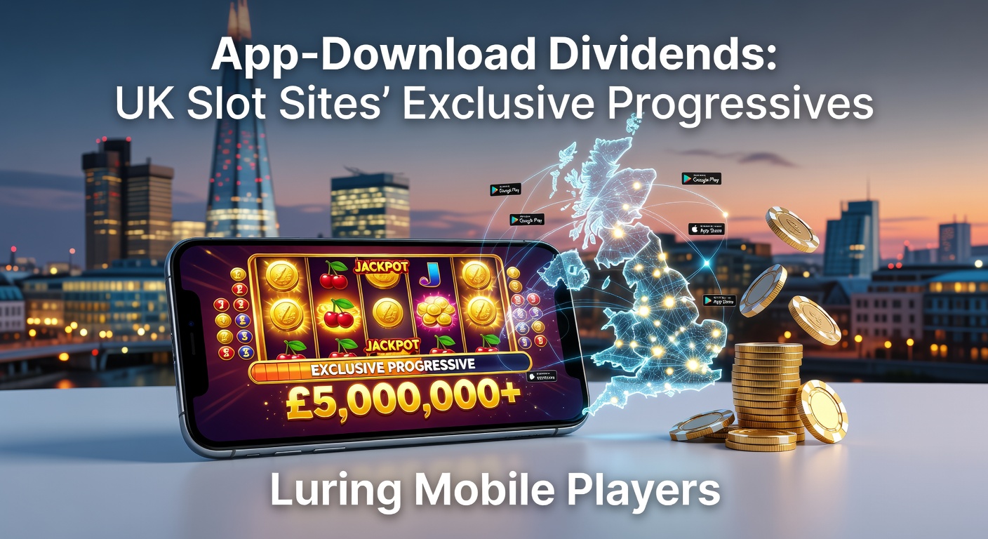 Smartphone displaying a UK slot app with glowing progressive jackpot ticker and download prompt