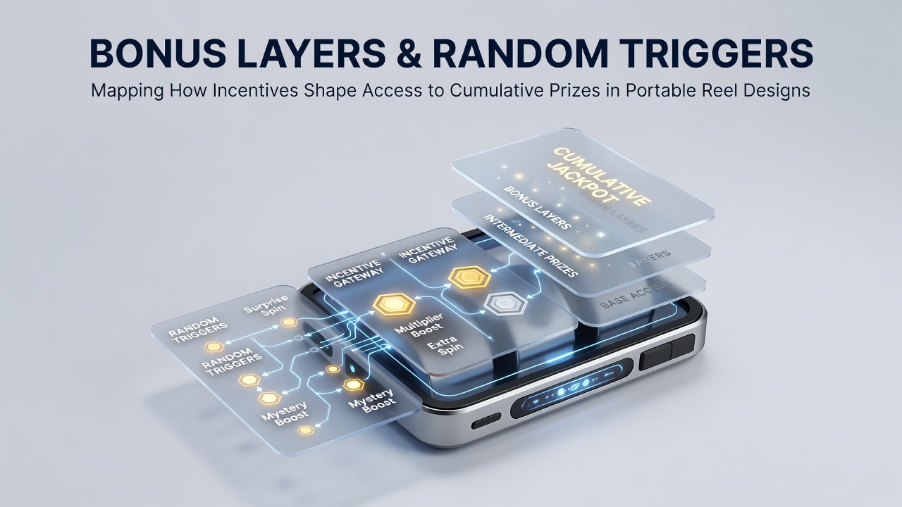 Diagram illustrating layered bonus structures and random trigger points in mobile slot reel layouts