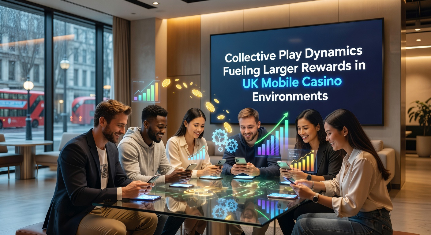 Collective mobile casino gameplay showing group dynamics and reward indicators