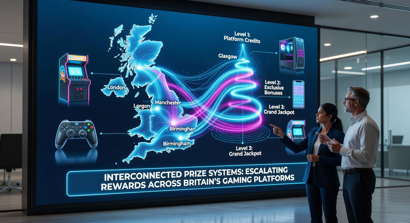 Central prize server dashboard showing real-time contributions from multiple British gaming platforms and current escalating reward totals
