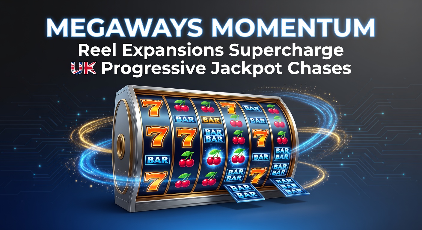 Dynamic Megaways slot reels expanding with colorful symbols and jackpot meters climbing in the background, capturing the thrill of variable paylines