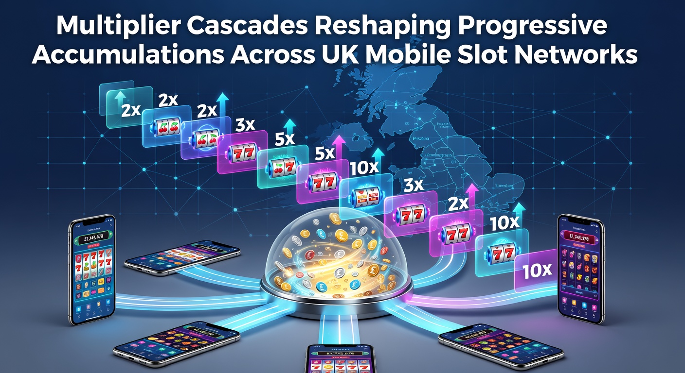 Mobile slot screen showing cascading symbols with active multipliers building toward a progressive jackpot