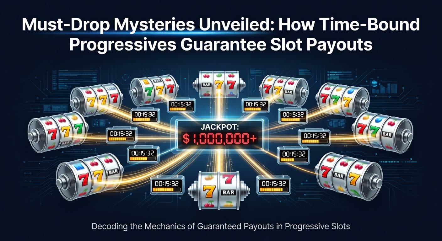 Vibrant slot machine screen displaying a ticking must-drop jackpot timer alongside cascading reels and glowing progressive pots